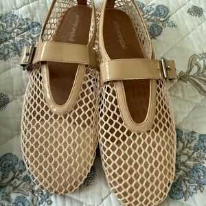 Jeffrey Campbell Cream Flats with Mesh Design